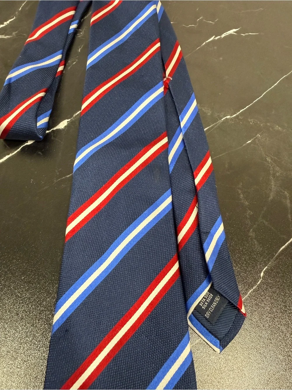 Charles Tyrwhitt 100% Silk Men’s Striped Tie Blue Red White holiday dress